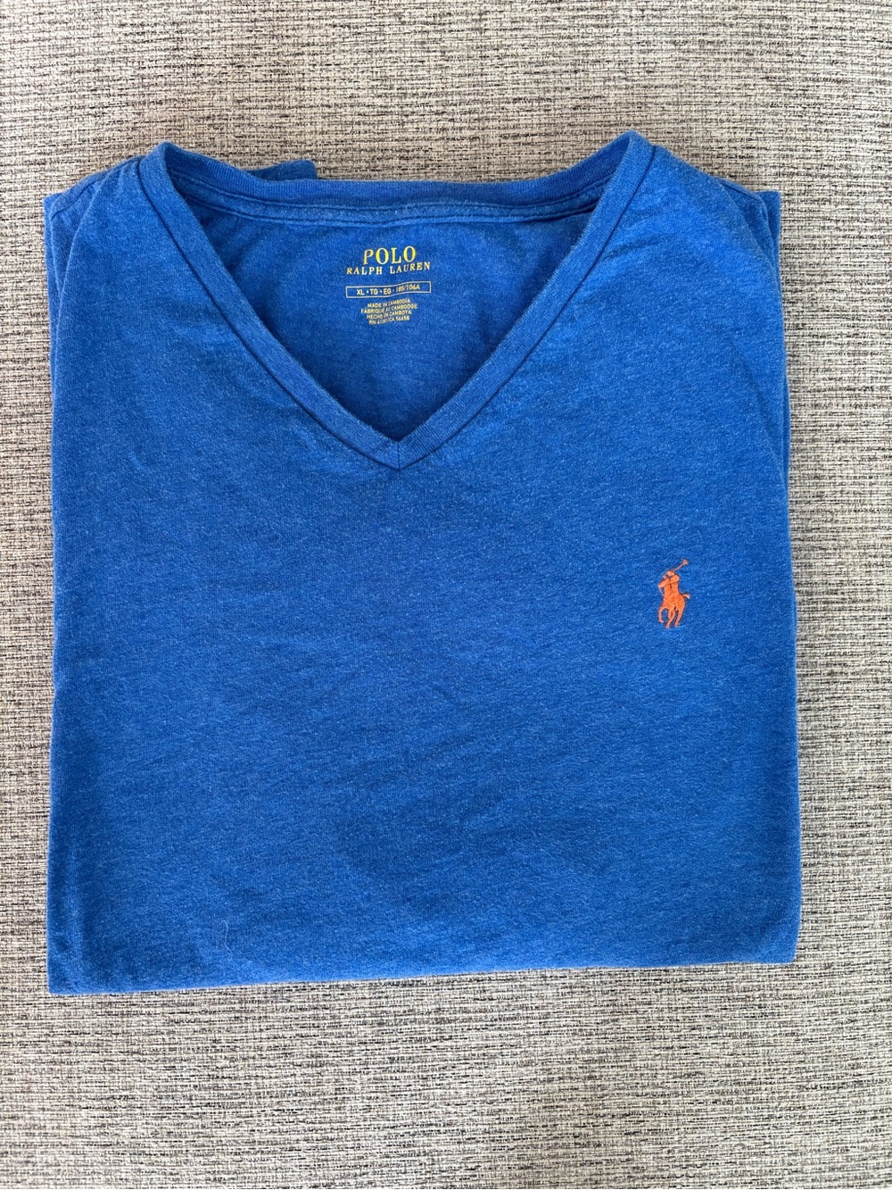 Polo by Ralph Lauren Blue Tee with Orange Logo
